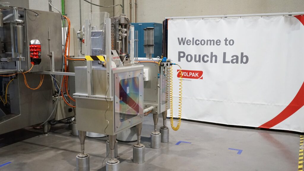 Volpak’s Pouch Lab is an internal research and development area in the facility where packaging materials are tested and evaluated for their machinability and durability.