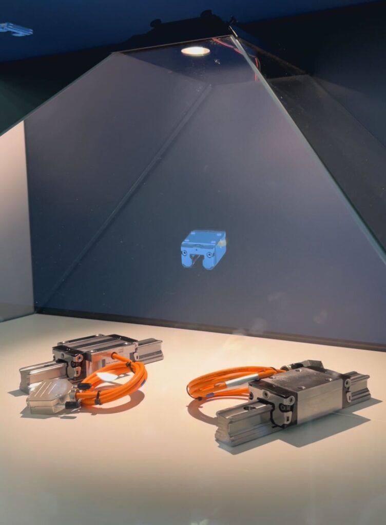 Bosch Rexroth displayed its integrated measuring system which incorporates linear feedback that is built in directly to the linear rail. It’s compact size offers an unlimited length, according to the company.