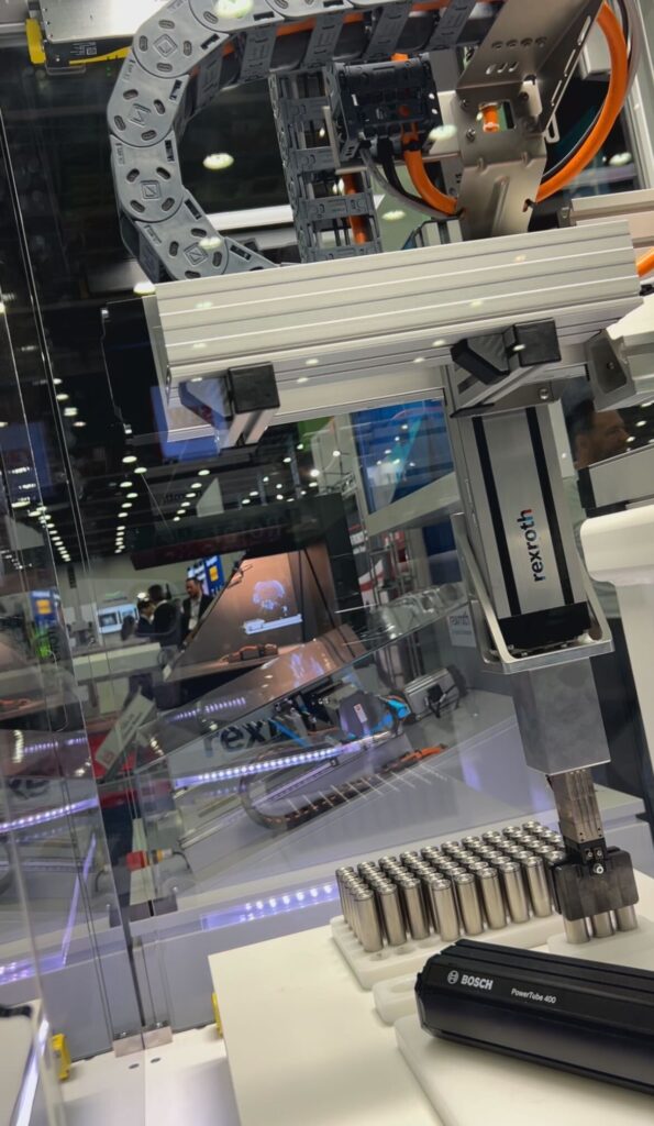 Bosch Rexroth demonstrated their Cartesian linear motion system at Automate. It’s designed for precise and reliable positioning in high-speed packaging applications.