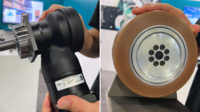 Neugart’s WPLN070 (left) and NDF064 (right) gearboxes support high-performance packaging automation, including delta robot applications.