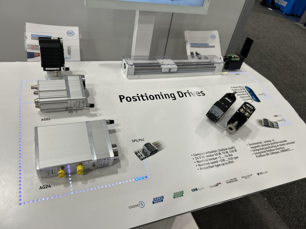 SIKO Products displayed a variety of components at Pack Expo Las Vegas, including the AG02 analog actuator and AG24 positioning drive, which is equipped with industrial ethernet.