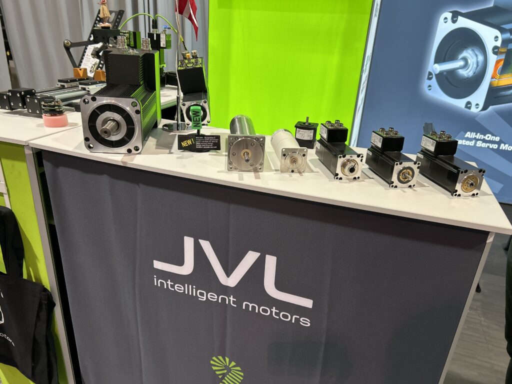 JVL, a provider of integrated servo motors and stepper motors, displayed a portion of its catalog at Pack Expo Las Vegas. Photo taken on October 1, 2025.