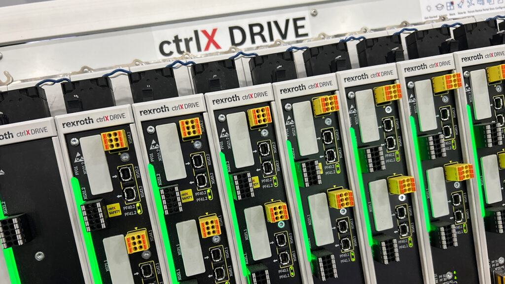 A Bosch Rexroth ctrlX drive on display at Automate 2025 in Detroit, Michigan. It's part of the company’s app-based ctrlX automation platform running ctrlX OS to deliver modular motion, connectivity, and data capabilities for packaging equipment.