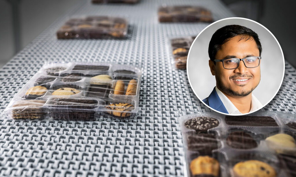 Bosch Rexroth’s VarioFlow belt conveyor for larger CPG product flows, shown with Krupa Ravichandraan, sales product manager, on the right, who discussed modular conveyor design on The Downtime podcast.