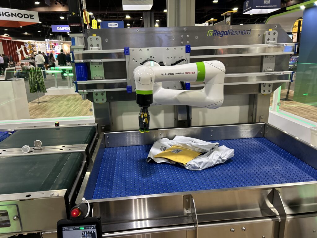 Regal Rexnord showcased the Thomson Movotrak™ Cobot Transfer Unit (CTU) at Modex 2026 in Atlanta, Georgia, using a Fanuc cobot in the demo. The 7th-axis system extends cobot travel up to 10 meters and includes collision detection, flexible mounting options, and a high-stiffness linear motion design.