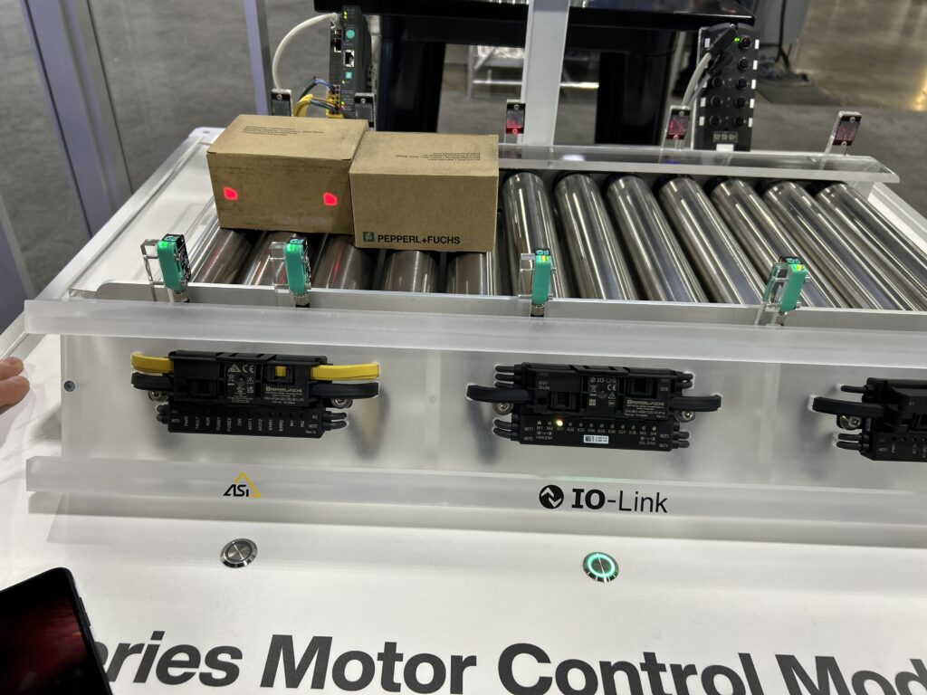 Pepperl+Fuchs industrial automation demo at Modex 2026 in Atlanta, Georgia, featuring AS-Interface (ASi) and IO-Link components for field-level connectivity and device communication.