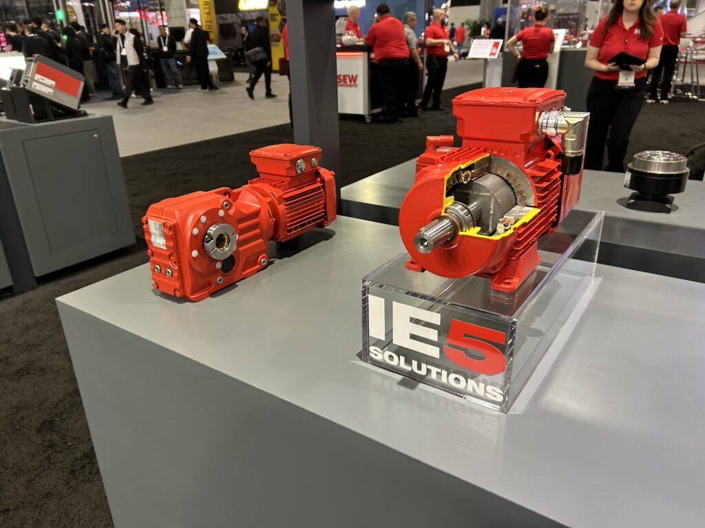 SEW-Eurodrive showcased IE5 motor technology at Modex 2026 in Atlanta, Georgia, highlighting high-efficiency motor solutions for industrial applications.