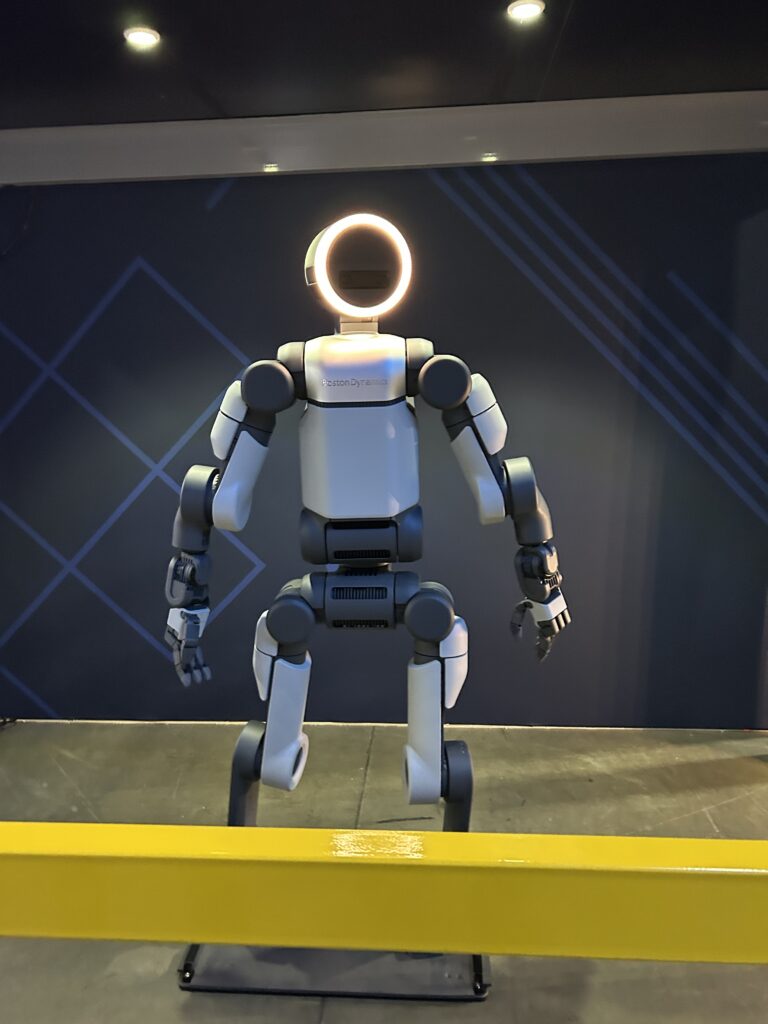 Boston Dynamics Atlas humanoid robot on display at Modex 2026 in Atlanta, Georgia.