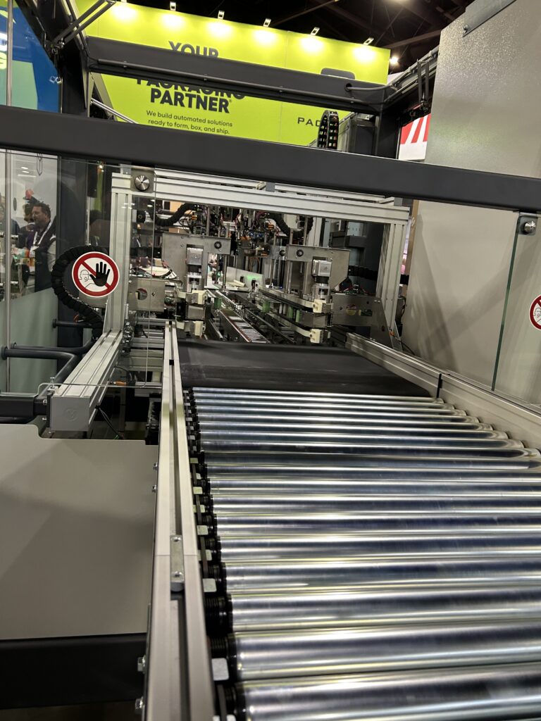 Packsize CVP Impack system at Modex 2026 in Atlanta, Georgia, designed for automated box creation at up to 500 units per hour with reduced packaging waste and material use.
