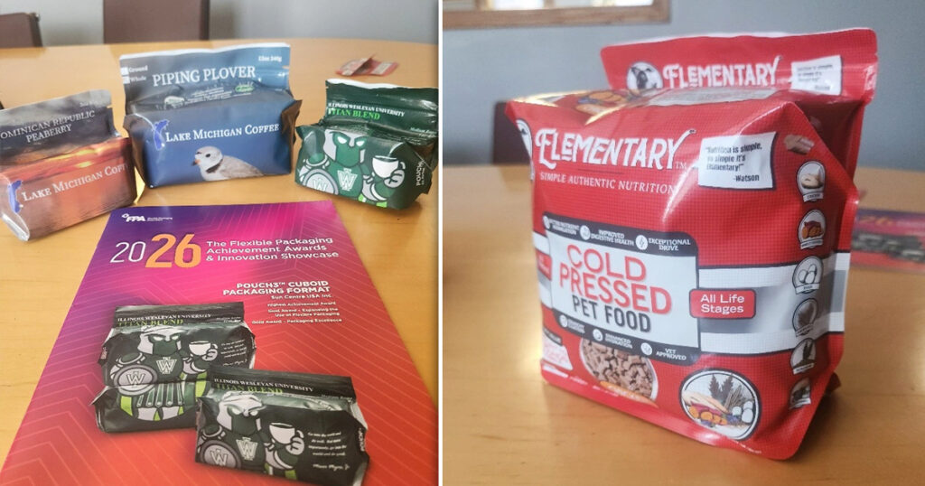 Sun Centre USA’s POUCH3 Cuboid format is designed around the product rather than the filling process, enabling more complete fills across applications such as cereal, coffee, and pet food by separating the closure from the product compartment.