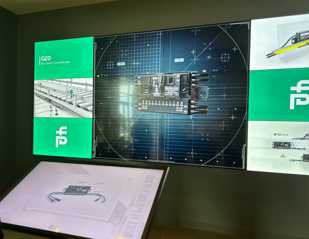 Pepperl+Fuchs G20 IO-Link motor control module shown on display at the company’s North American headquarters in Twinsburg, Ohio. The G20 platform is also available with Ethernet connectivity for conveyor and material handling applications