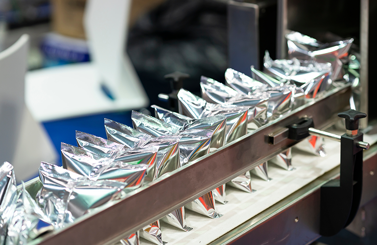 Flexible pouch packaging displayed as part of evolving production formats used in modern packaging operations.