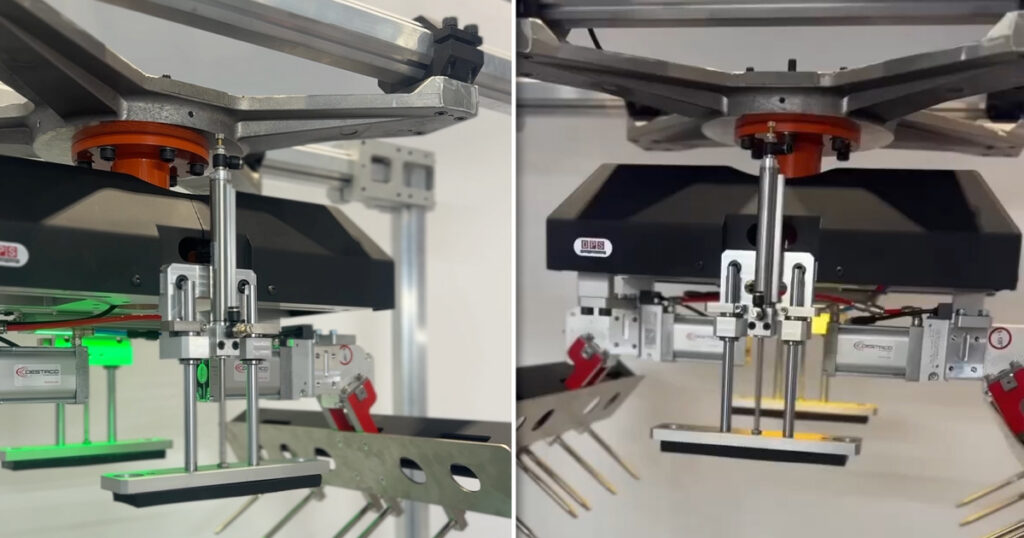 Destaco's palletizing gripper, shown at Automate 2026, is designed for robotic handling of heavy bags in end-of-line packaging applications.