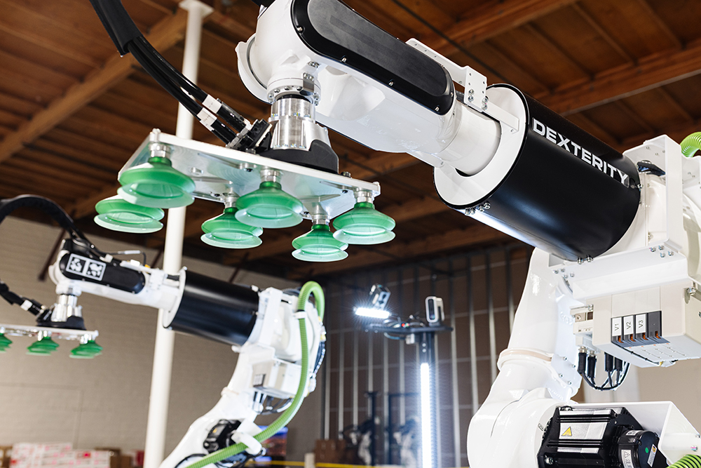 The Mech robot uses suction cups used for package handling.