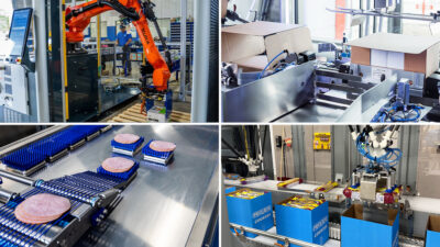 KUKA, SOMIC Packaging, Quest, and Provisur Technologies are among the exhibitors featured in Packaging OEM’s first look at PACK EXPO International 2026. Source: KUKA (top left), SOMIC Packaging (top right), Provisur Technologies (bottom left), and Quest (bottom right)