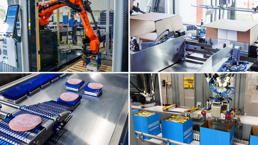 KUKA, SOMIC Packaging, Quest, and Provisur Technologies are among the exhibitors featured in Packaging OEM’s first look at PACK EXPO International 2026. Source: KUKA (top left), SOMIC Packaging (top right), Provisur Technologies (bottom left), and Quest (bottom right)